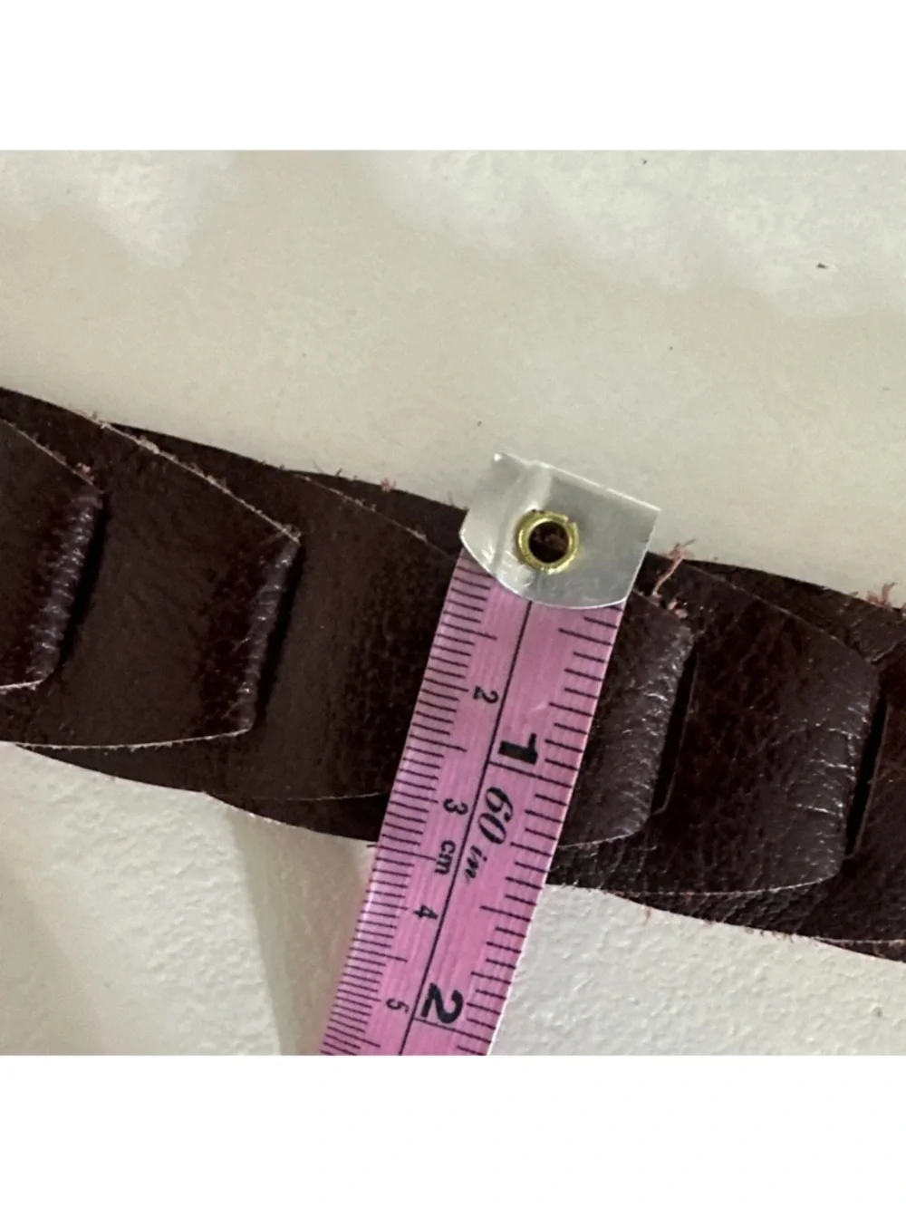 Vintage Leather Braided Interlocking Belt  Oxblood/Burgundy Medium